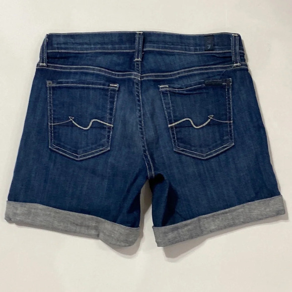 7 For All Mankind Blue Button Fly Cuffed Jeans Size 24 - Picture 2 of 7